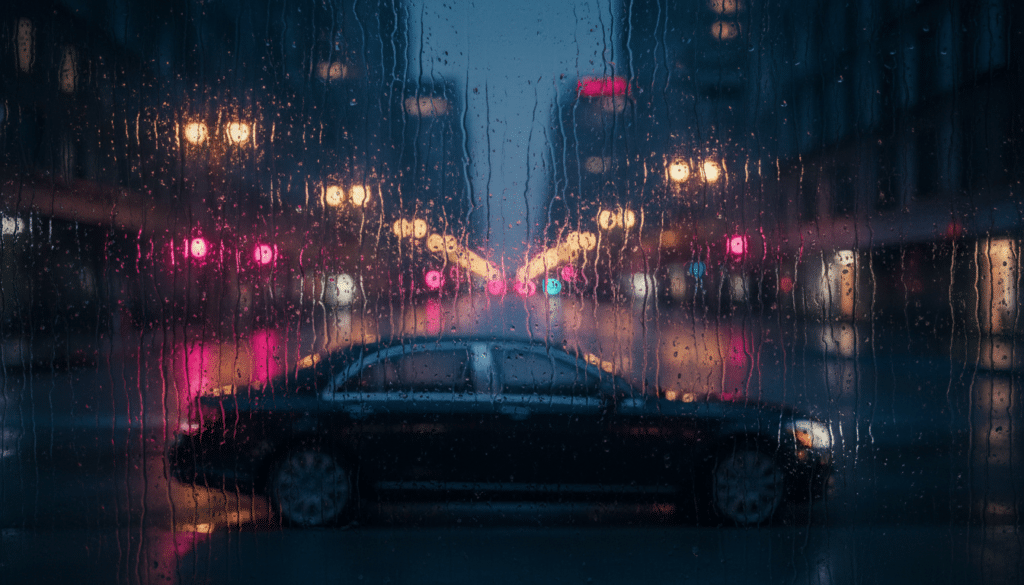 Car on a rainy day